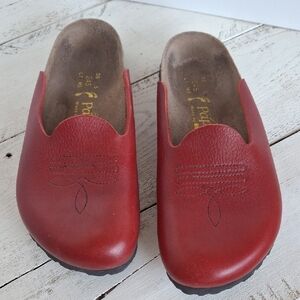 Birkenstock Red Leather Mules